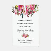 Roze Bloemen Memorial Foto Keepsake Metalen Ornament (Voorkant links)