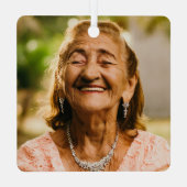 Roze Bloemen Memorial Foto Keepsake Metalen Ornament (Achterkant)