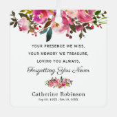 Roze Bloemen Memorial Foto Keepsake Metalen Ornament (Voorkant)