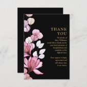Roze Bloemen Memorial Viering van het leven begraf Bedankkaart (Voorkant / Achterkant)