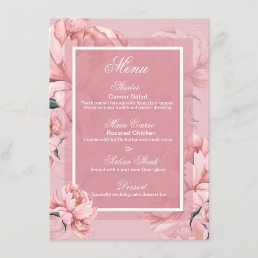 Roze bloemen menu (Voorkant)