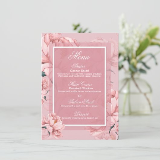 Roze bloemen menu (Staand voorkant)