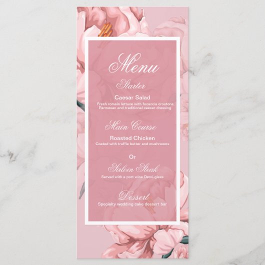 Roze bloemen menu (Voorkant)