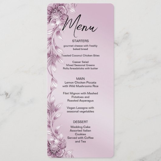 Roze Bloemen Menu (Voorkant)