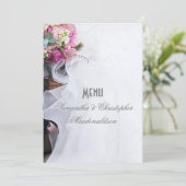 Roze bloemen menu voor bloemkleur bruiloft (Staand voorkant)