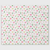 Roze bloemen met blad cadeaupapier (Vlak)