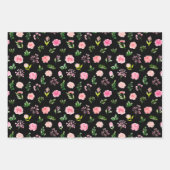 Roze bloemen met blad inpakpapier vel (Voorkant 3)