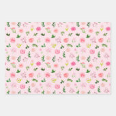 Roze bloemen met blad inpakpapier vel (Voorkant 2)