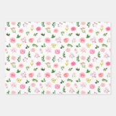Roze bloemen met blad inpakpapier vel (Voorkant)