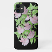  roze bloemen met bladbloem Case-Mate iPhone case (Achterkant)