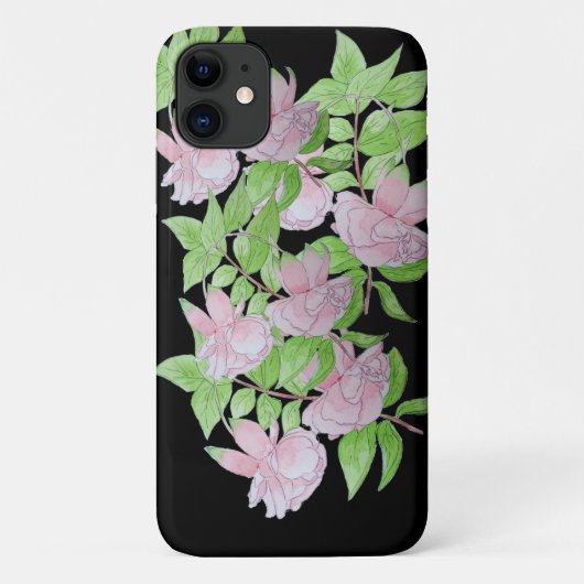  roze bloemen met bladbloem Case-Mate iPhone case (Achterkant)