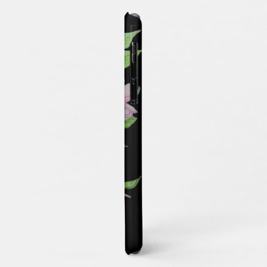  roze bloemen met bladbloem Case-Mate iPhone case (Achterkant/links)