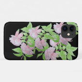  roze bloemen met bladbloem Case-Mate iPhone case (Achterkant (horizontaal))
