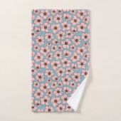 Roze Bloemen Met Blauw Bad Handdoek (Handdoek)