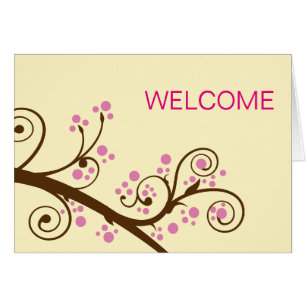 Roze bloemen met Brown Branch Cute Welcome