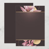 Roze bloemen met bruine lint kaart (Voorkant / Achterkant)