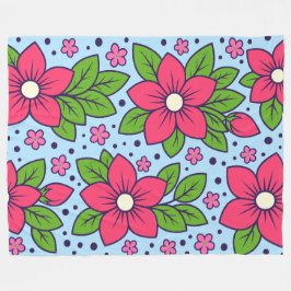 Roze bloemen met dikke bloembladeren en groene bla fleece deken