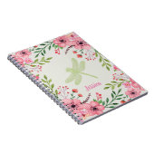  roze bloemen met dragonfly en naam notitieboek (Rechterzijde)