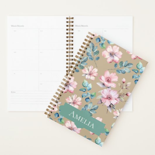 Roze Bloemen Met Elegante Foliage Planner (Display)