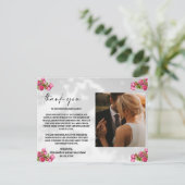 roze bloemen met foto Dank u kaart (Staand voorkant)