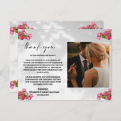 roze bloemen met foto Dank u kaart (Voorkant / Achterkant)