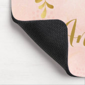 Roze bloemen met Gold Foil Accent Personalized Muismat (Hoek)