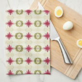 Roze Bloemen Met Groen Wit En Beige Theedoek (Quarter Fold)