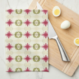 Roze Bloemen Met Groen Wit En Beige Theedoek