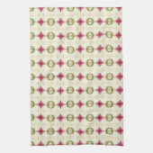 Roze Bloemen Met Groen Wit En Beige Theedoek (Verticaal)