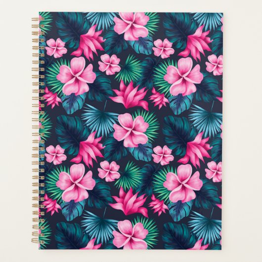 Roze bloemen met groene bladeren Partern-79066 Planner (Voorkant)