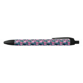 Roze bloemen met groene bladeren Partern-79066 Zwarte Inkt Pen (Bovenkant)