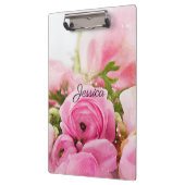 roze bloemen met Jouw naam Klembord (Links)
