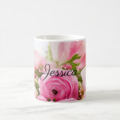 roze bloemen met Jouw naam Koffiemok (Center)