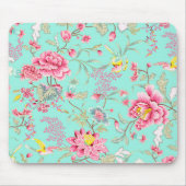 Roze bloemen met Muismat van mensvogels (Voorkant)