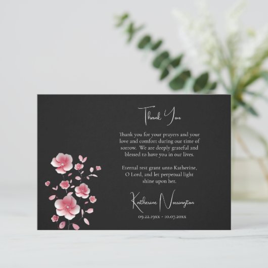 Roze bloemen met open gezicht Orthodoxe Christelij Bedankkaart (Staand voorkant)