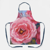 Roze bloemen met tekst schort (Voorkant)