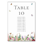 Roze bloemen met vlinders en gastnamen kaart (Voorkant)