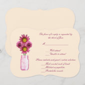 Roze Bloemen Metselwerk Pot Responskaart Kaart (Voorkant / Achterkant)