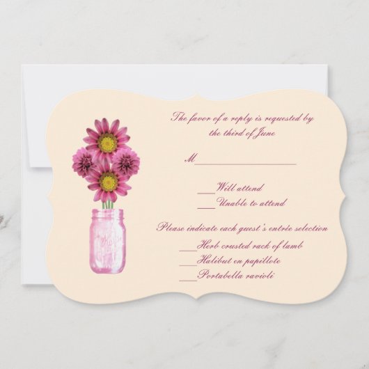 Roze Bloemen Metselwerk Pot Responskaart Kaart (Voorkant)