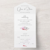 Roze Bloemen  Mexicaans Huwelijk Romantisch All In One Uitnodiging (Binnen)