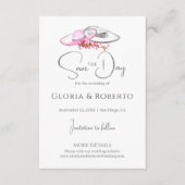 Roze Bloemen  Mexicaanse bruiloft Save the Date Informatiekaartje (Voorkant)