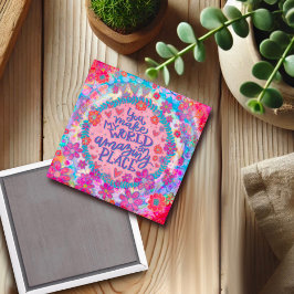 Roze Bloemen Mijn Wereld Quote Inspirivity Magnet