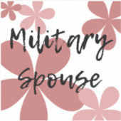 Roze bloemen militaire echtgenoot sticker (Voorkant)