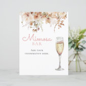 Roze Bloemen Mimosa Bar Champagne Menubord (Staand voorkant)