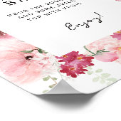 Roze Bloemen Mimosa Bar Teken Poster (Hoek)