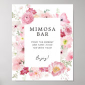 Roze Bloemen Mimosa Bar Teken Poster (Voorkant)
