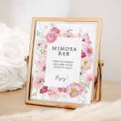 Roze Bloemen Mimosa Bar Teken Poster