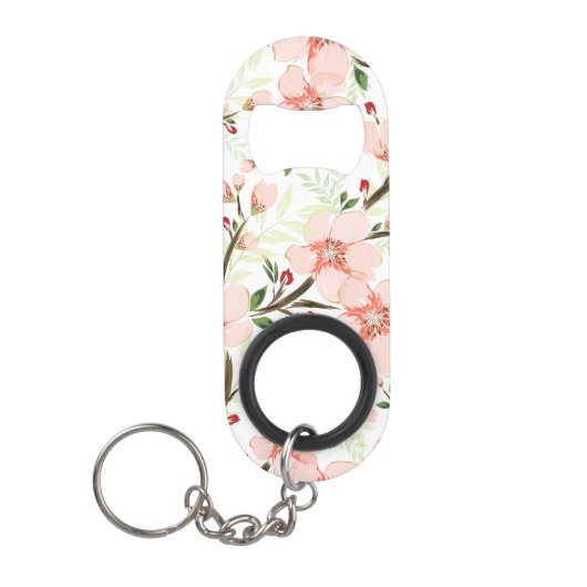 Roze bloemen mini flessenopener (Voorkant)
