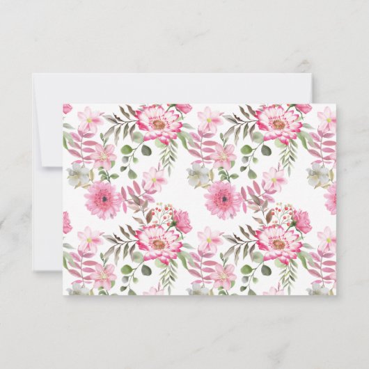 Roze Bloemen Minimale Bruiloft RSVP Kaart (Achterkant)
