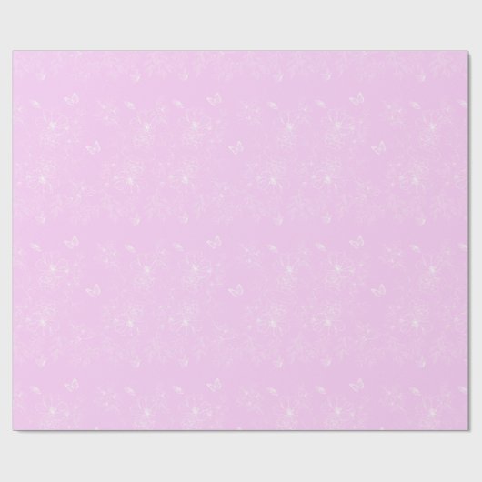 Roze Bloemen Minimalistisch Patroon Modern Abstrac Cadeaupapier (Vlak)